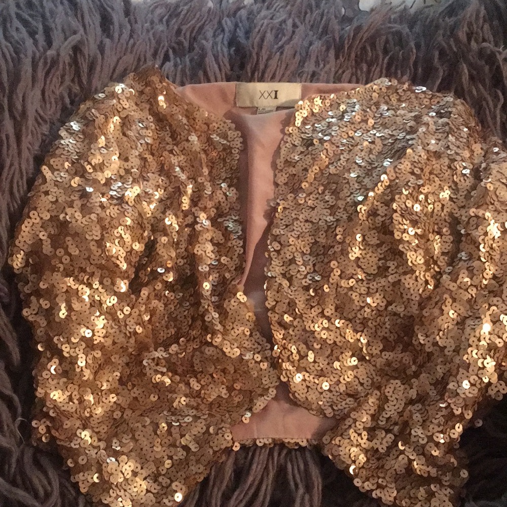 Quarter Length Rose Gold Sequin Jacket